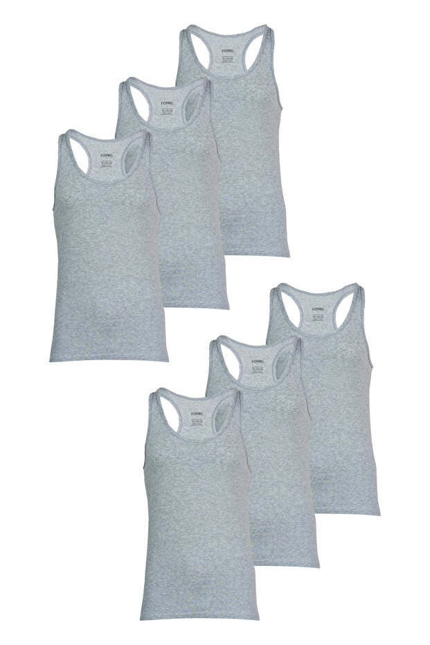 6-Piece Men's Gray Rib Cotton Athlete Cross Athlete