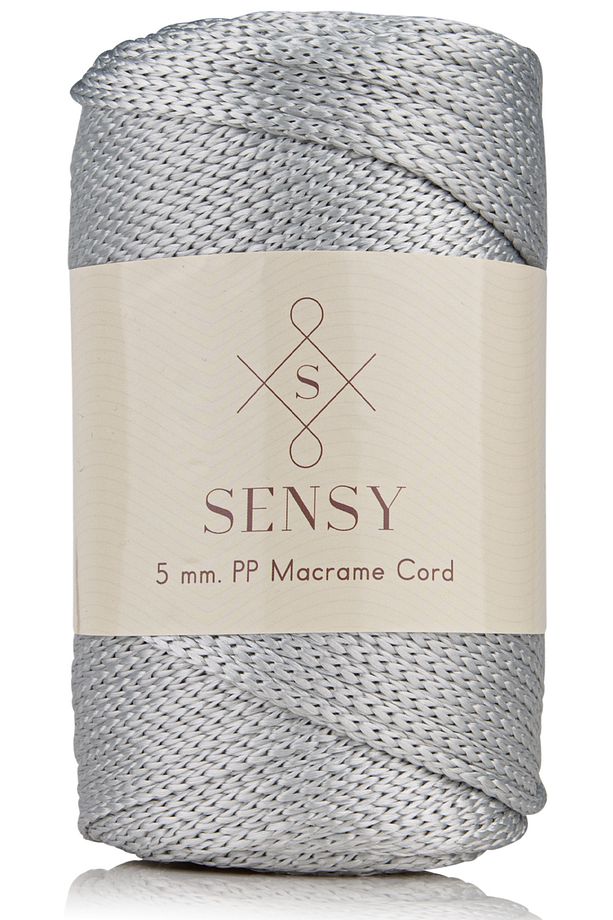 5 Mm - 400 gr Polyester Makrome Ipi Açık Gri 95 M Polyester Makrome Ip Supla Ip Ve Çanta Ipliği - 1