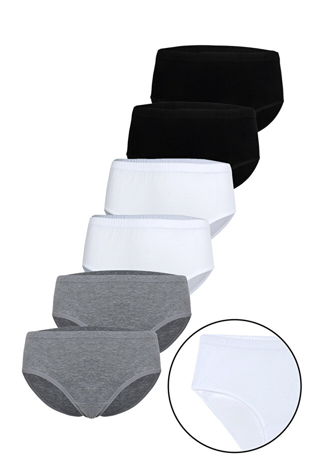 6-Piece Women's Mixed Color Cotton High Waist Stretchy Panties