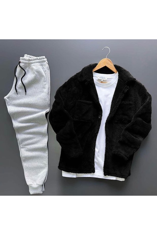 Plush Jacket + Winter Tracksuit 2-Piece Combination