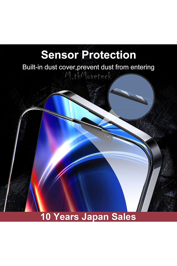 İphone 15 Pro Max Uyumlu Parlak Sert Seramik Ekran Koruyucu Cam Sensör Ahize Toz Korumalı Ekran Camı - 3