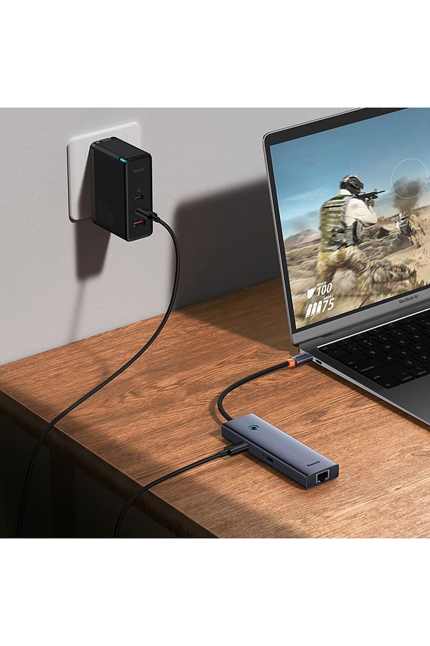 UltraJoy 6-Port ( USB-C to 1xHDMI4K@30Hz + 3xUSB 3.0 + 1xPD +RJ45) - 6