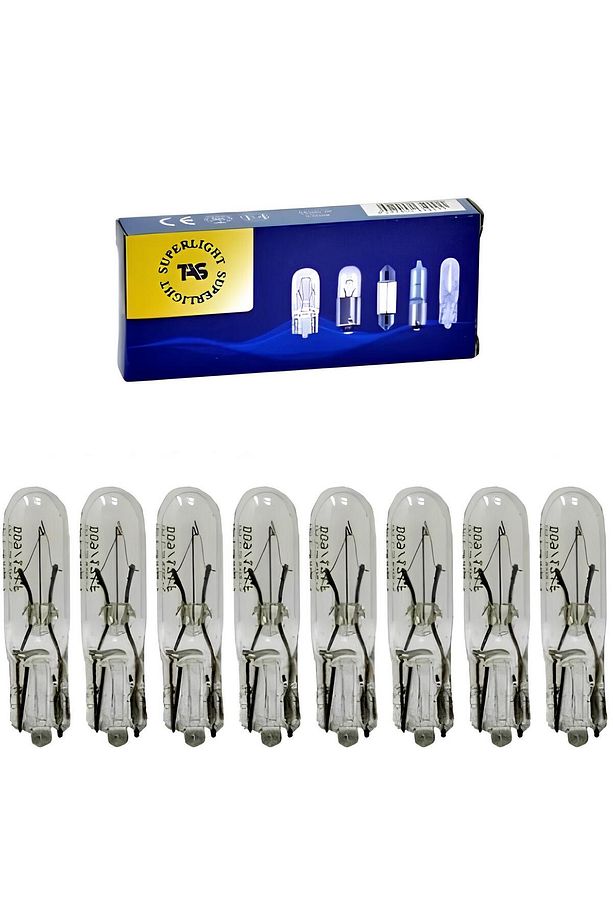 12V 1,2W Dipsiz T5 Ampul 10 Adet Gösterge Kadran Ampulü - 1