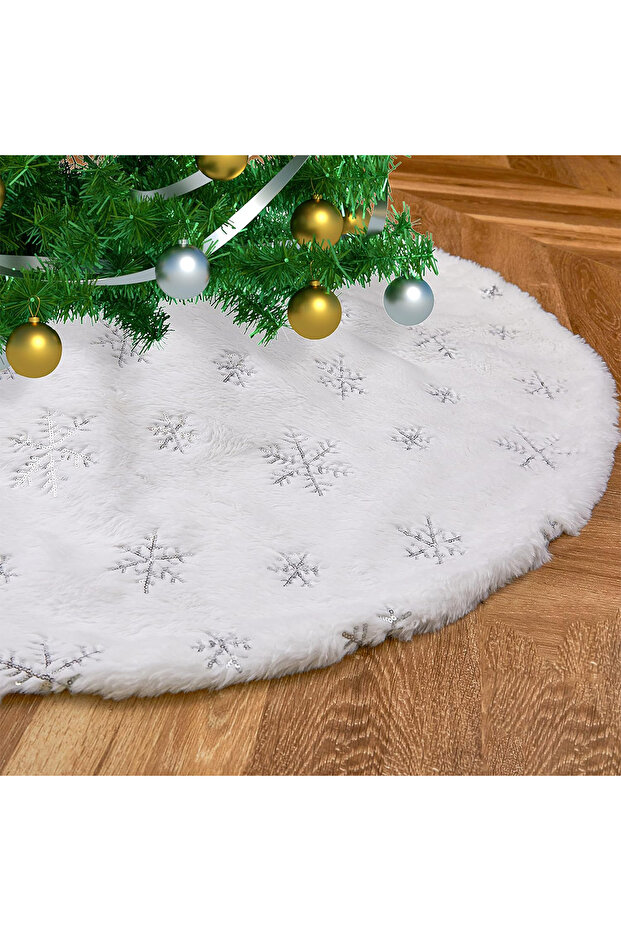 Christmas Tree Cover Luxury Plush Snowflake Printed 90 cm