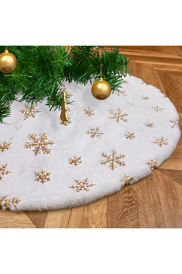Christmas Tree Cover Luxury Plush Snowflake Printed 90 cm
