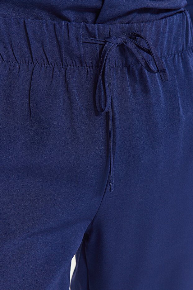 Lacivert Regular Fit Dokuma Pijama Takımı TMNAW24PT00057 - 10