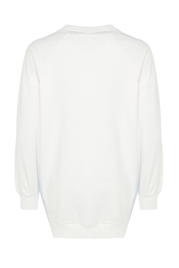 Ekru Oversize Dokuma Parçalı Örme Tunik TCTSS23UK00092 - 9