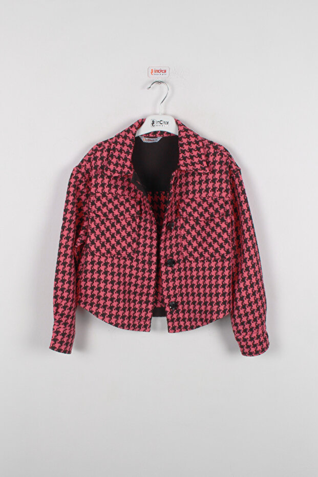 سترة بأزرار بنمط هاوندزتوث للفتيات - 1