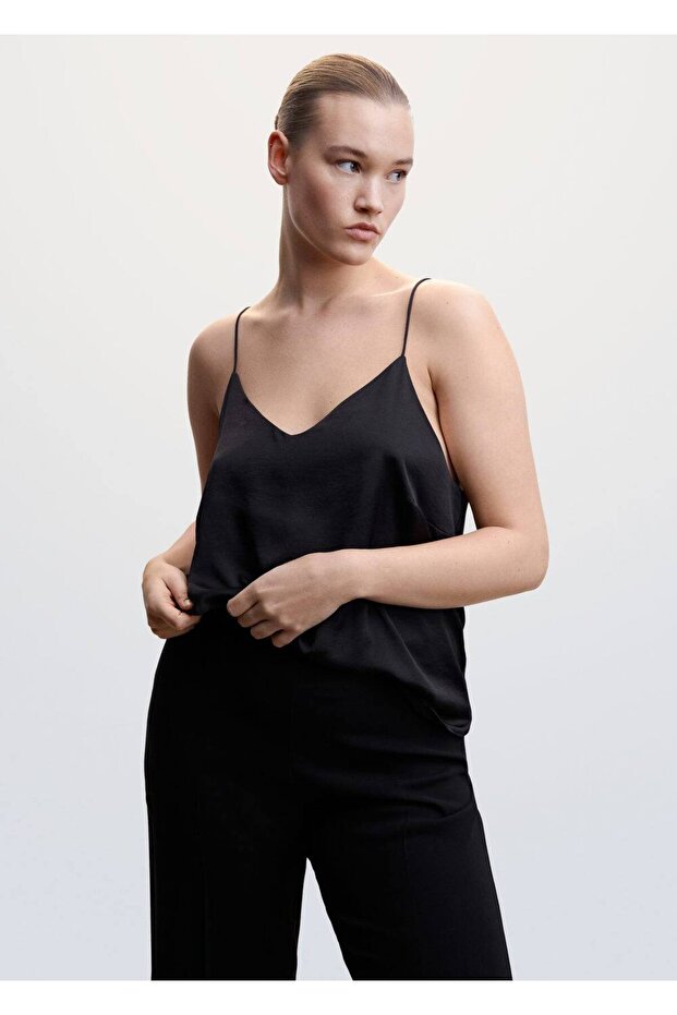 Bluse mit Satinträgern - 6