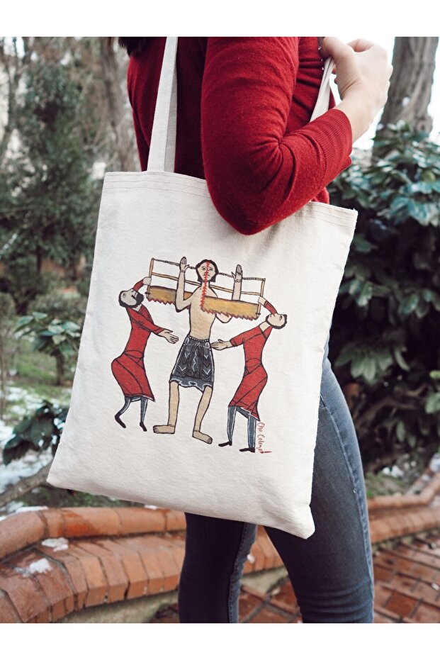 Cream 100% Raw Cotton Waterproof Canvas Fabric the Better Half Tote Bag with Inner Pocket