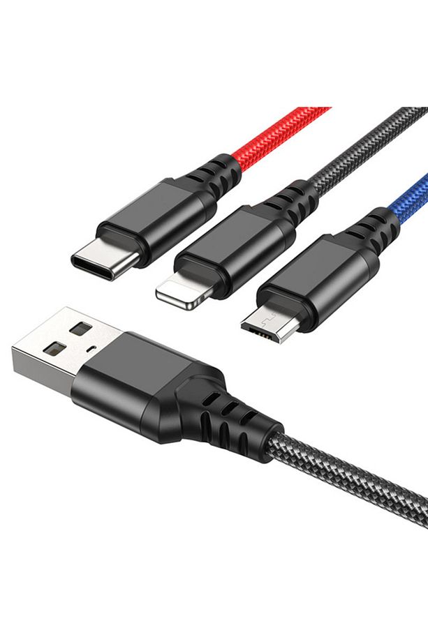 HOCO X76 3in1 Type-C + iPhone Lightning + Micro USB 2A Şarj Kablosu ÇOK RENKLİ - 1