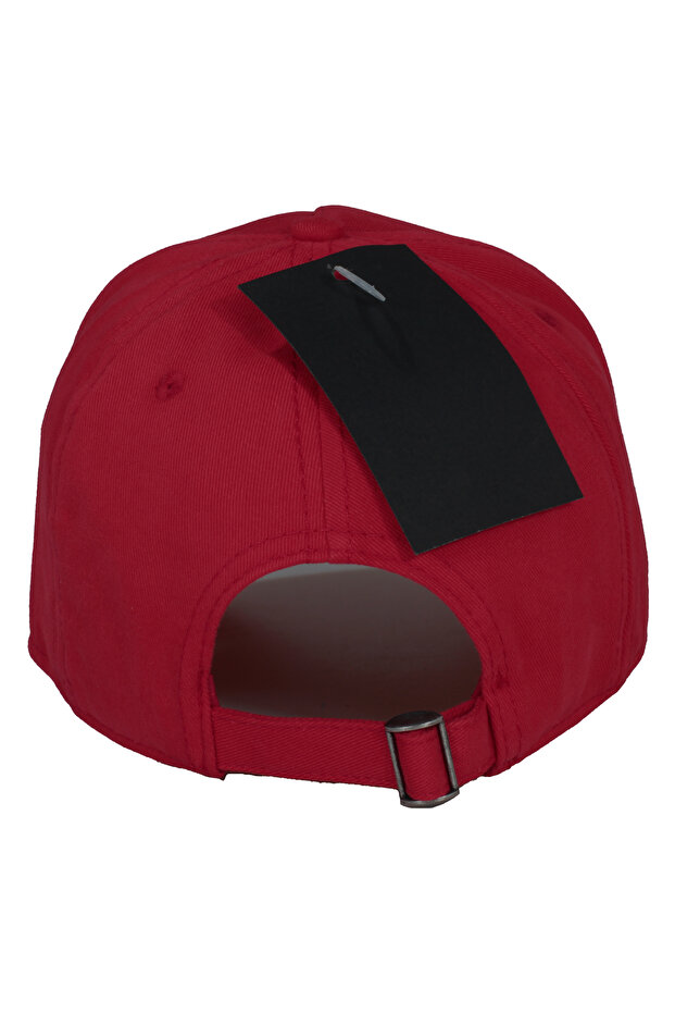 قبعة موديل السيارة - رقعة جلدية قابلة للاستبدال - قطن - للجنسين - أحمر - 2