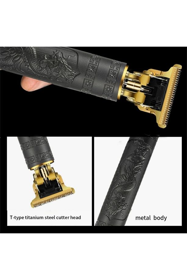 T-blade Profesyonel Ejderha Desenli Altın Sarısı Saç Sakal Usb Ile Şarj Edilebilir Tıraş Makinesi - 7
