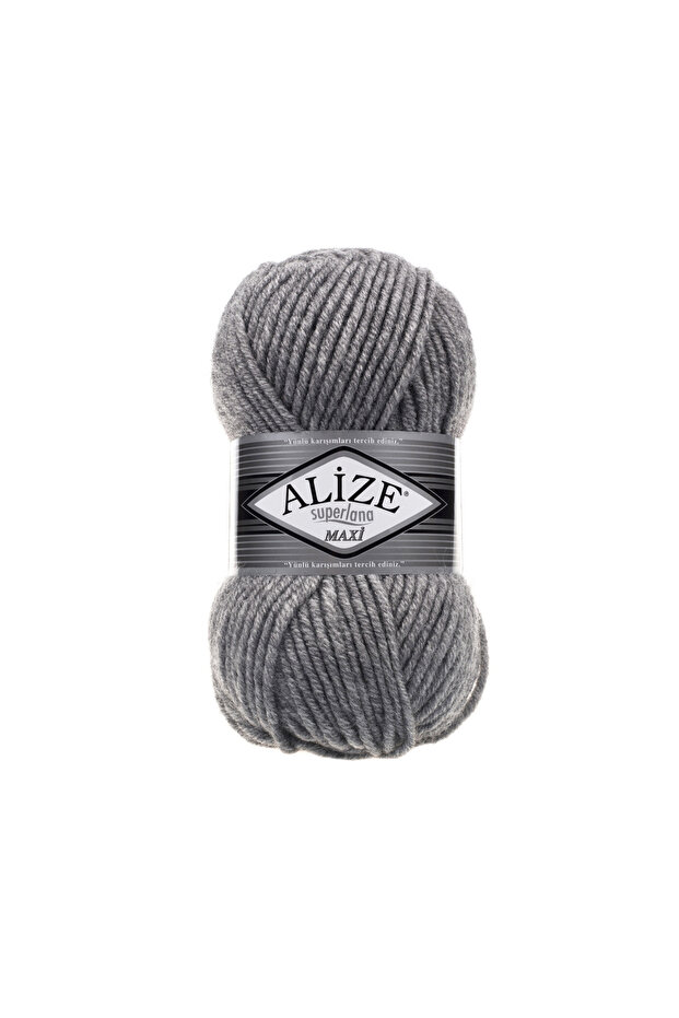 Superlana Maxi 25% Wool - 75% Acrylic / 100 gr - 100 M Scarf 021 Gray Melange for Beanie Knitting