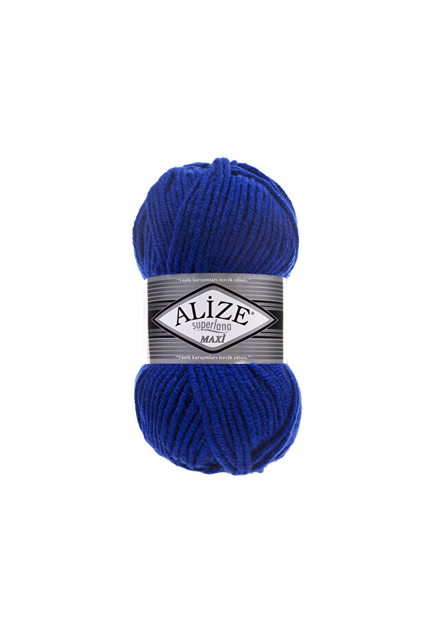 Superlana Maxi 25% Wool - 75% Acrylic / 100 Gr - 100 M Scarf for Knitting a Beret 141 Cobalt Blue