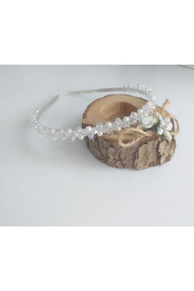 Crystal Glass Stone and Pearl Crown
