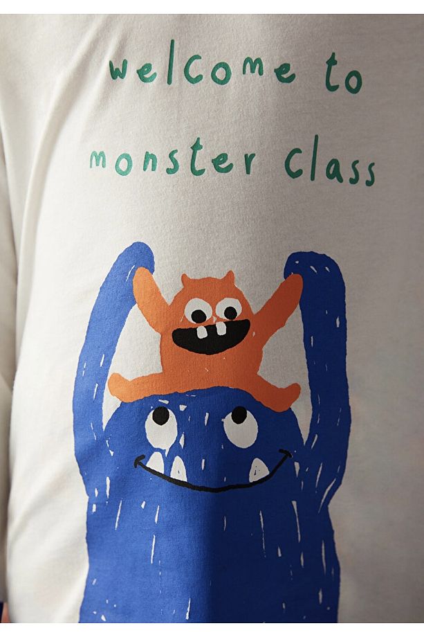 Erkek Çocuk Monster Class Uzun Kollu 2'li Pack Pijama Set - 5