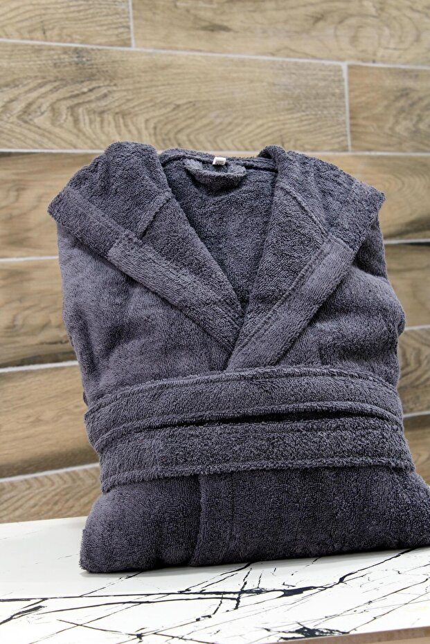 Aday Kapşonlu Bornoz Pamuk - 4