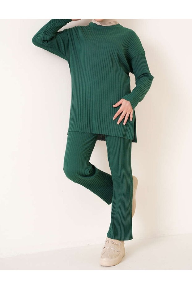 Home Textile Seasonal Long Sleeve Camisole Ribbed Suit