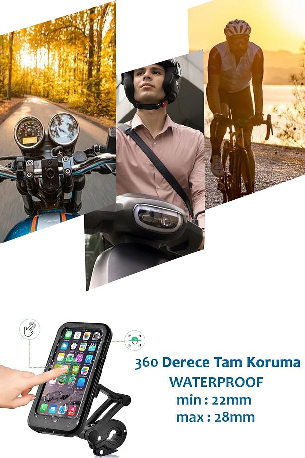 Waterproof Su Geçirmez Telefon Tutucu Phone Holder 360 Derece Bisiklet Tutucu Motorsiklet Tutucu - 2