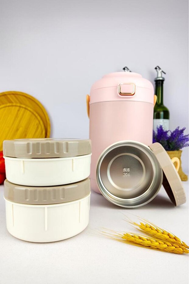 Paslanmaz Çelik Hazneli Yemek Termosu 2000 ml Pembe - Yk1412 C320.025 - 5