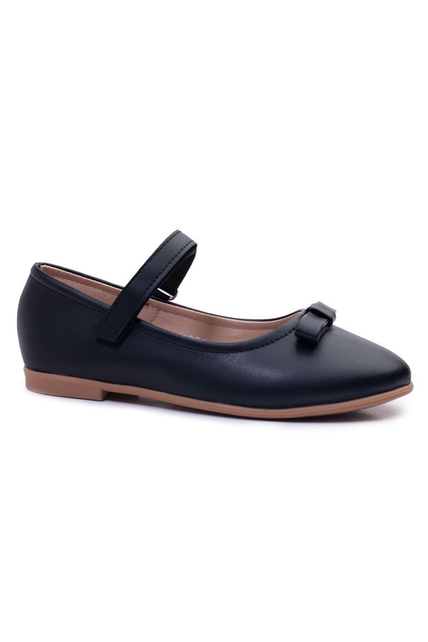 Girl's Laceless Casual Flats Daily Velcro Children's School Shoes Black 00123