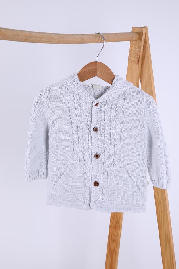 100% Organic Knitwear Baby Girl and Boy Hooded Cardigan 6001