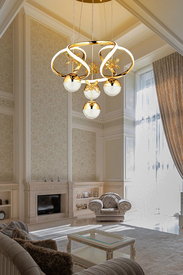 Dimmerli Kumandalı Sarkıt Power Led Avize Kelebekli Gold Sarı Ledli Avize Kademeli 3 Renk - 5