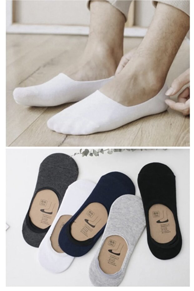 5 Pairs Men's Ballerina Colorful Plain Invisible Socks