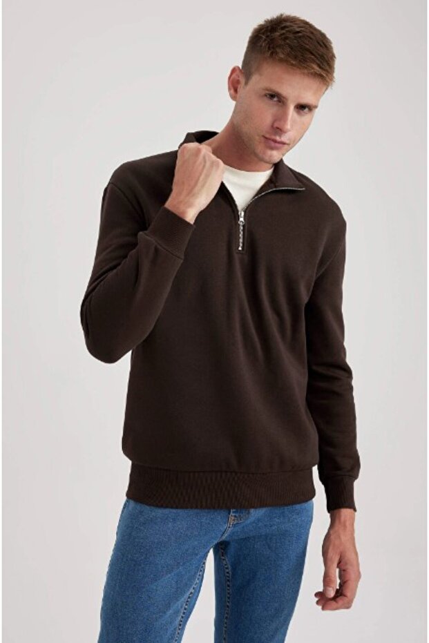 X7405Az/Bn192 Defacto Men's Sweat Brown