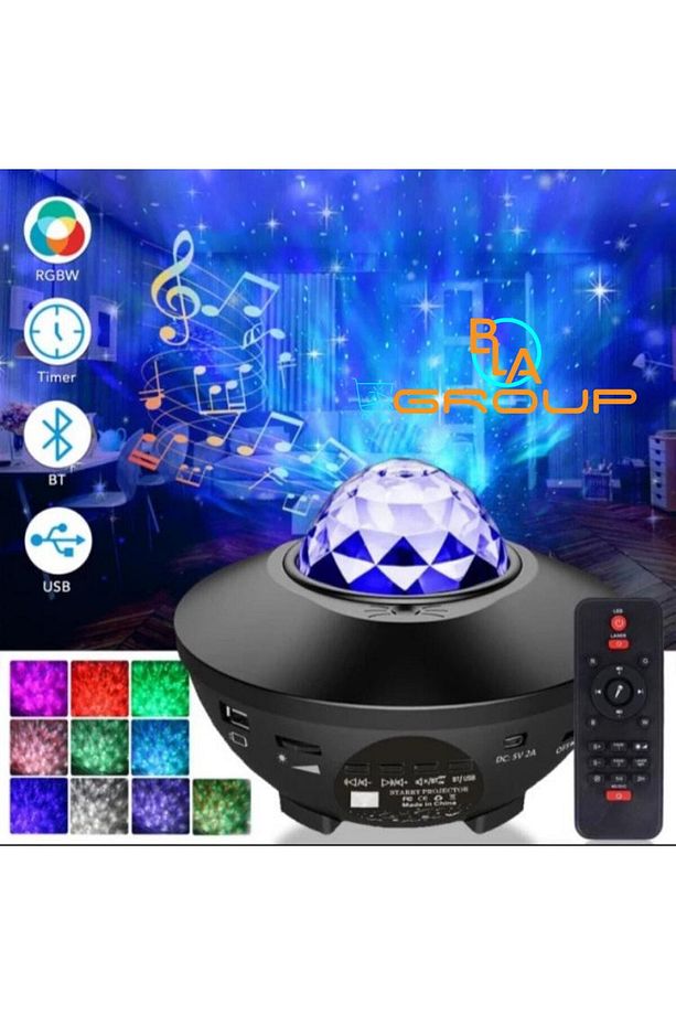Galaksi Gökyüzü Projektör Projeksiyon Ufo Bluetooth Hoparlör Gece Lambası - 1