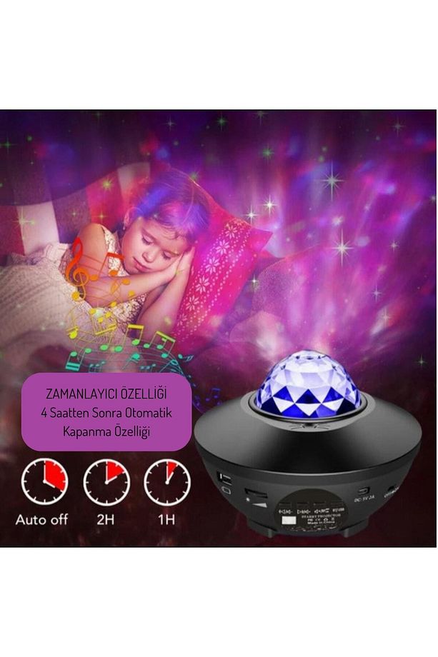 Galaksi Gökyüzü Projektör Projeksiyon Ufo Bluetooth Hoparlör Gece Lambası - 4