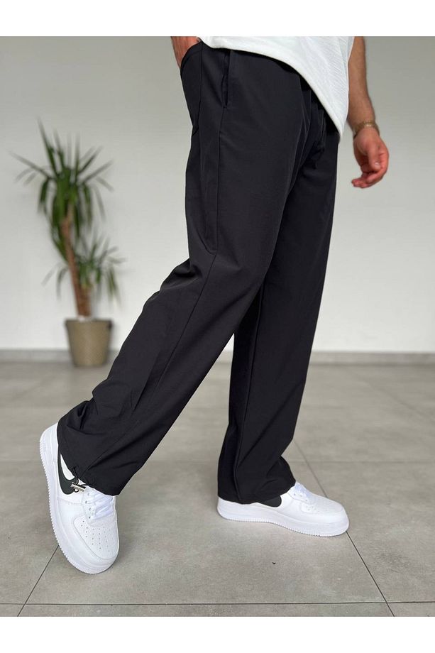 BAGGY PARAŞÜT KUMAŞ ERKEK EŞOFMAN SİYAH AYARLANABİLİR PAÇA - 3