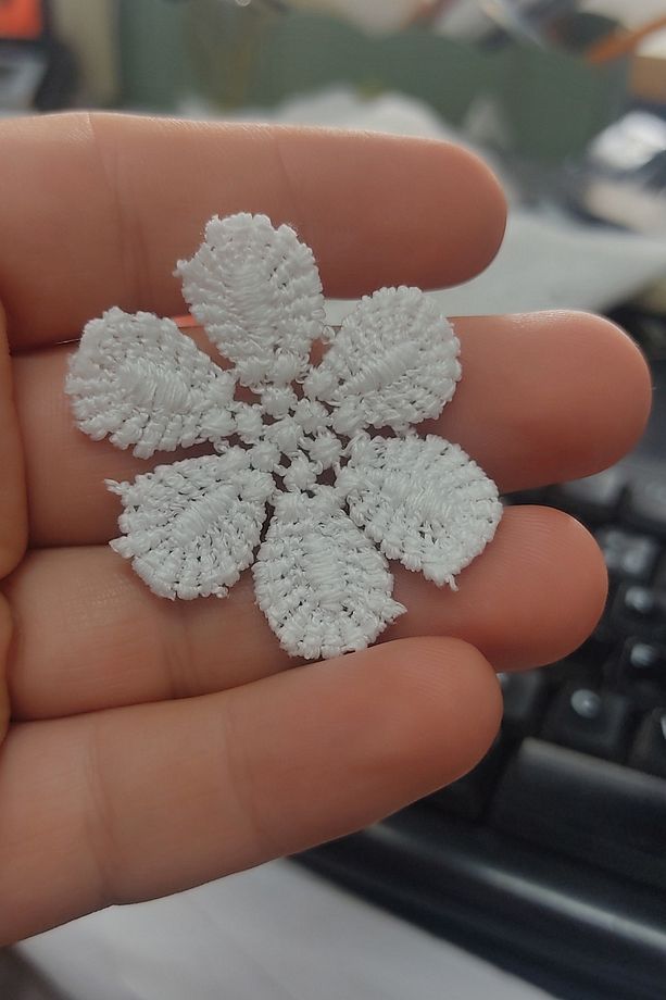 güpür dantel 8 adet papatya desen mat polyester çiçek aplik - 2