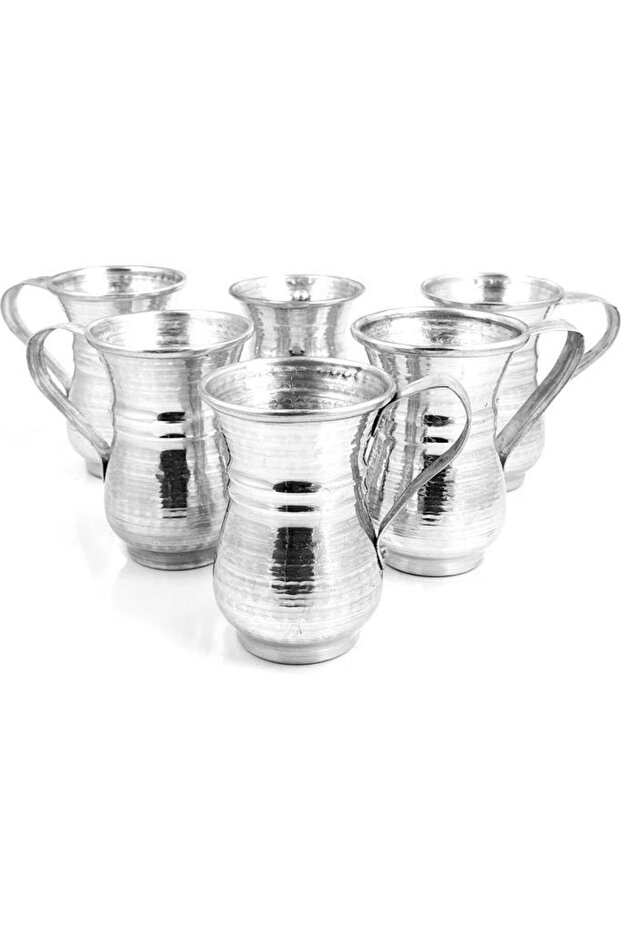 Hand Forged Aluminum Water & Ayran Glass 6 Pieces