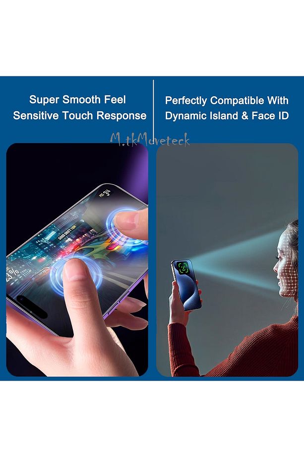 İphone 15 Pro Max Uyumlu Mat Hayalet Ekran Koruyucu Cam Tam Kaplar Seramik Esnek Ekran Camı Privacy - 4