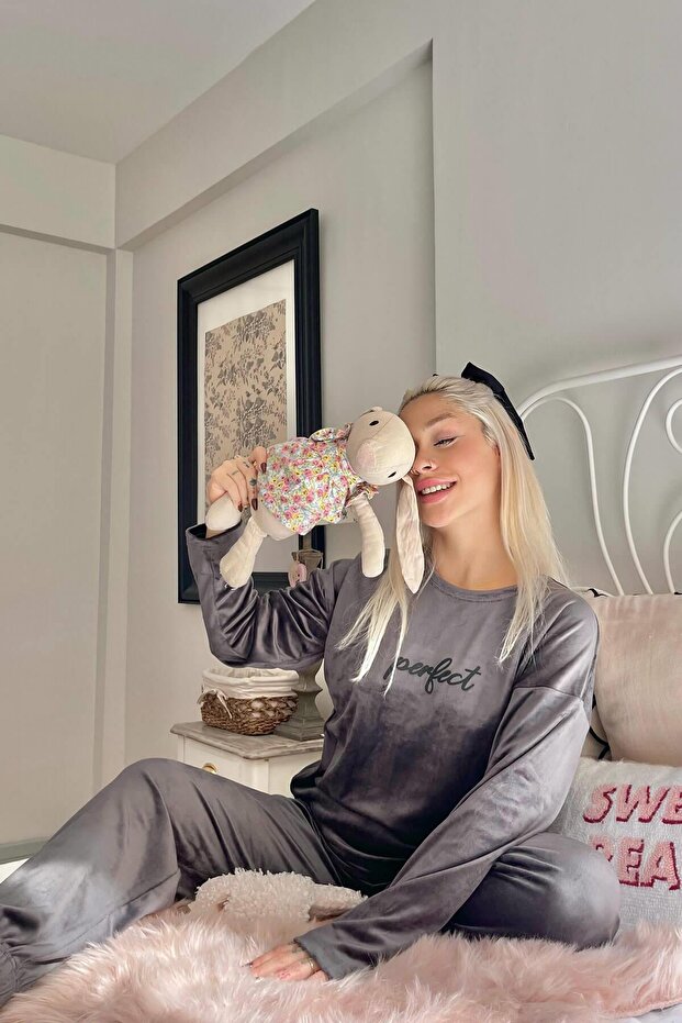 Exkluzivní sametový dámský pyžamový set Smoked Perfect Patterned - 3