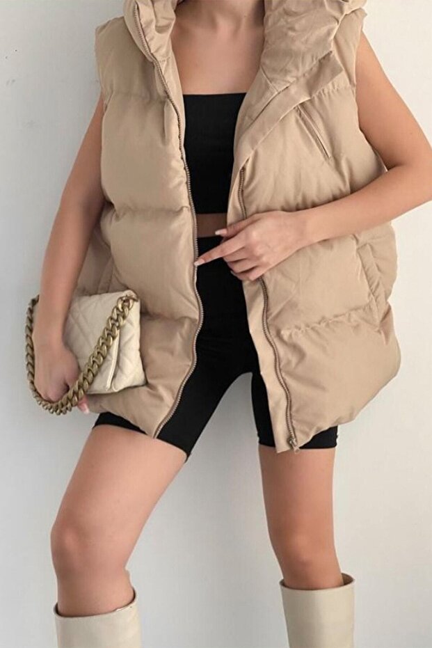 Bej Şişme Yelek - 1