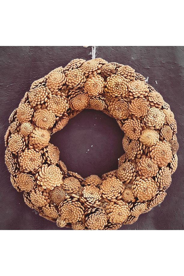Yılbaşı Yeni Yıl 45 cm Kalın Kozalak Kapı Süsü Noel Parti Handmade Elyapımı - 2