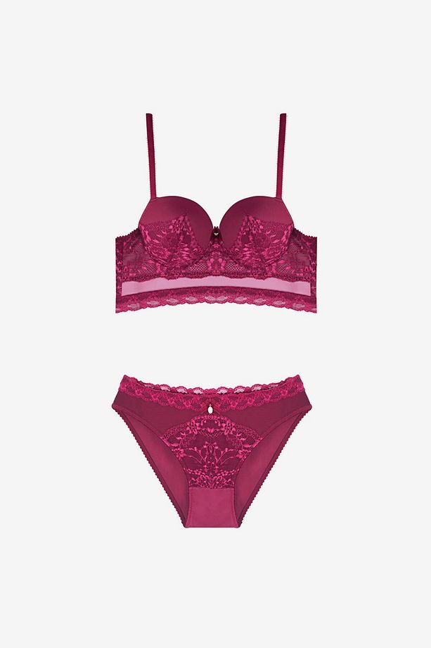 564 Bordo Push-up Bralet Takım - 3