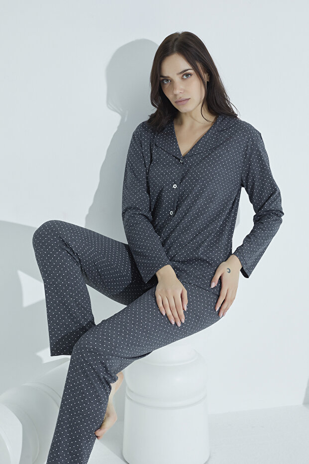 Buttoned Comfortable Pajama Set - 1