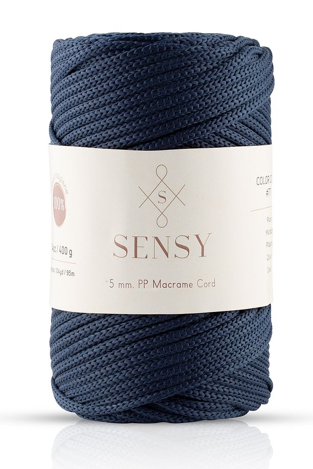 5 Mm - 400 gr Polyester Makrome Ipi Lacivert 95 M Polyester Makrome Ip Supla Ip Ve Çanta Ipliği - 1