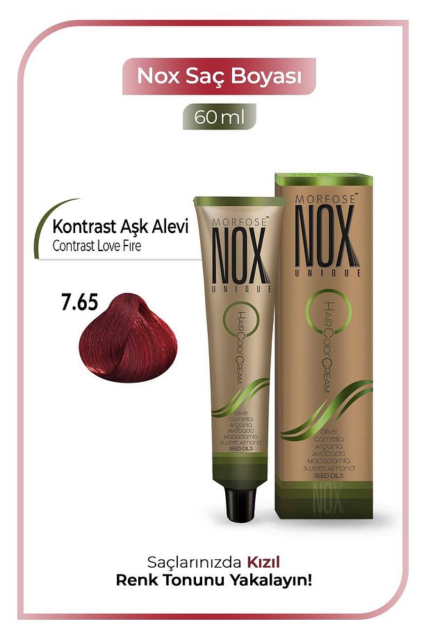 Nox Bitisel Saç Boyası 7.65 - Contrast Kızıl 60 ml - 1