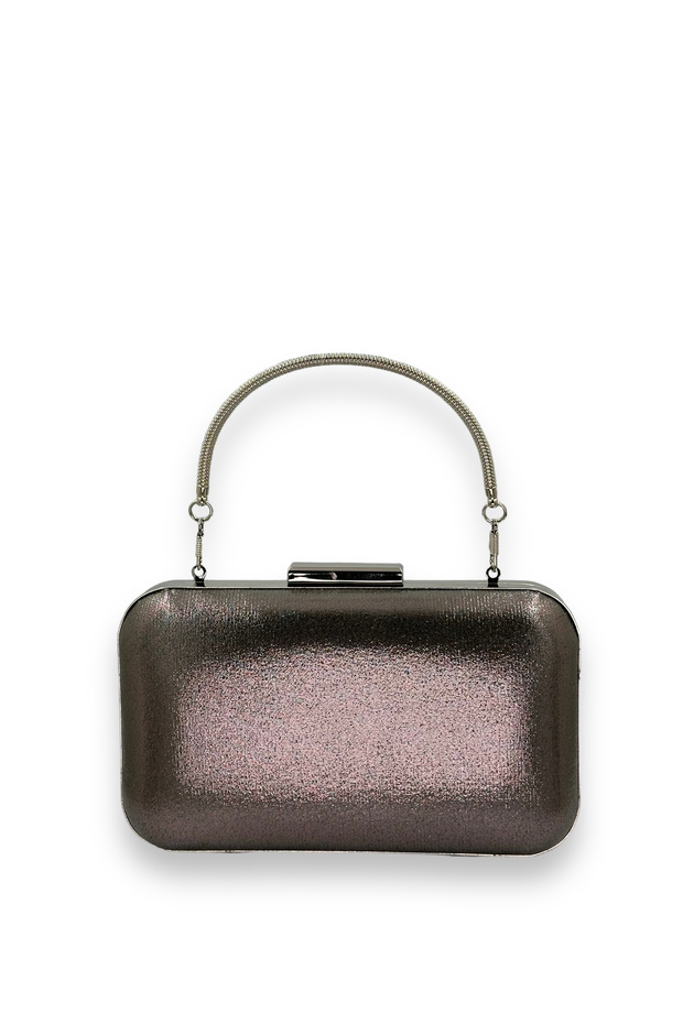 Anthracite Gray Platinum Plated Satin Handle Evening Bag Evening Bag Wedding Bag Clutch Bag