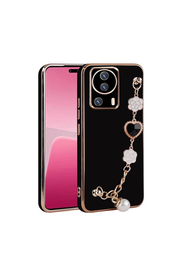 Fashion Case with Hand Grip with Colorful Chain Jewelry Design Compatible with Xiaomi Mi 13 Lite