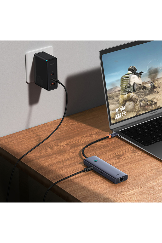 UltraJoy 7-Port ( USB-C to 1xHDMI4K@30Hz + 2xUSB 3.0 + 1xPD +RJ45 + SD/TF3.0) - 6