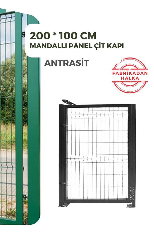 Pcm Kanatlı Kapı Hazır Panel Çit Kapı 200x100 Cm Antrasit - 1