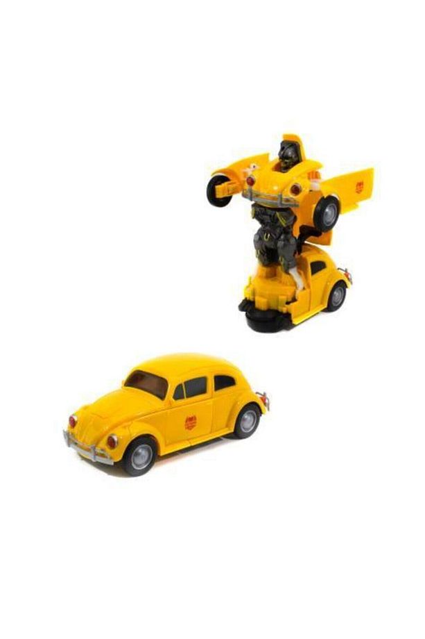Robota Dönüşen Araba Transformers Vosvos Sarı Işıklı Sesli 22 cm - 1