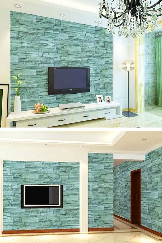 Mavi Tuğla Taş Desenli Kendinden Yapışkanlı 3d Duvar Raf Kapı Kaplama Kağıdı - 2