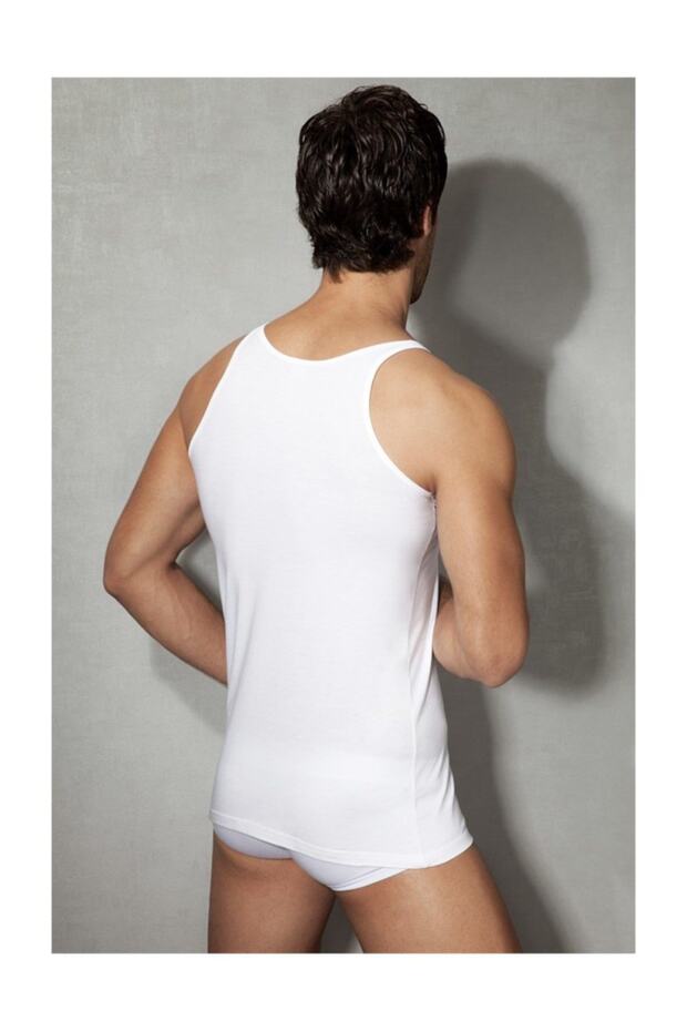 قميص داخلي بحزام رفيع أبيض للرجال - 2